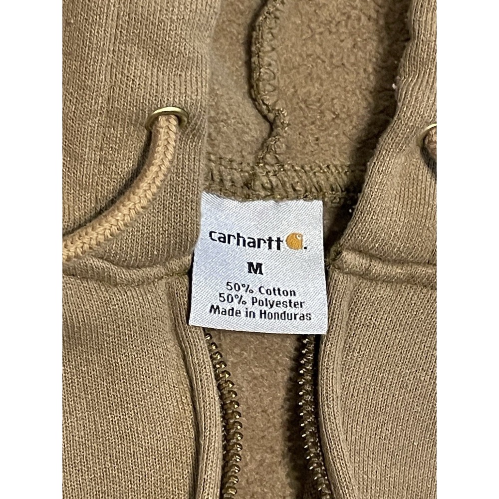 Carhartt full zip hooded sweatshirt Mens M Tan Brown Workwear Durable Rugged - Picture 4 of 7